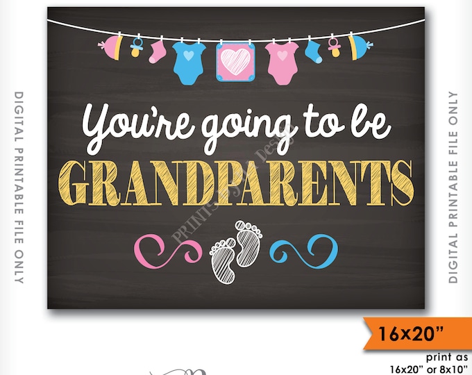 New Grandparents Announcement, You're Going to be Grandparents Chalkboard, Pregnant Expecting Baby, Instant Download Digital Printable File