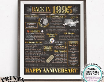 Back in 1995 Anniversary Poster Board, Flashback to 1995 Anniversary Decor, PRINTABLE 16x20” Sign, 1995 Anniversary Gift <ID>