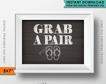 Flip Flop Sign, Grab a Pair Dancing Shoes Sign, Treat for Tired Feet, Wedding Sign, Chalkboard Style 5x7" Instant Download Digital Printable