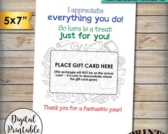 Teacher's Gift for Teacher Gift from Student, Gift Card Holder for Teacher Gift for Teacher, PRINTABLE 5x7” Teacher Appreciation Card <ID>