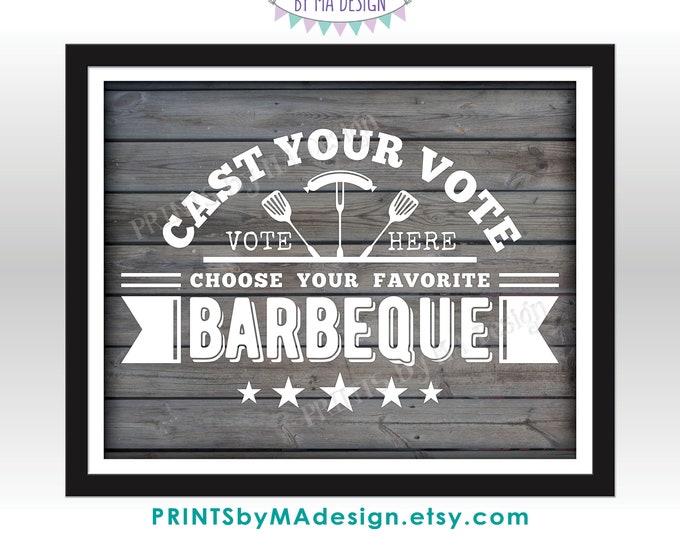 Vote for Your Favorite BBQ Sign, Barbeque Voting, PRINTABLE Gray Rustic Wood Style 8x10/16x20” BBQ Cook-Off Sign <Instant Download>