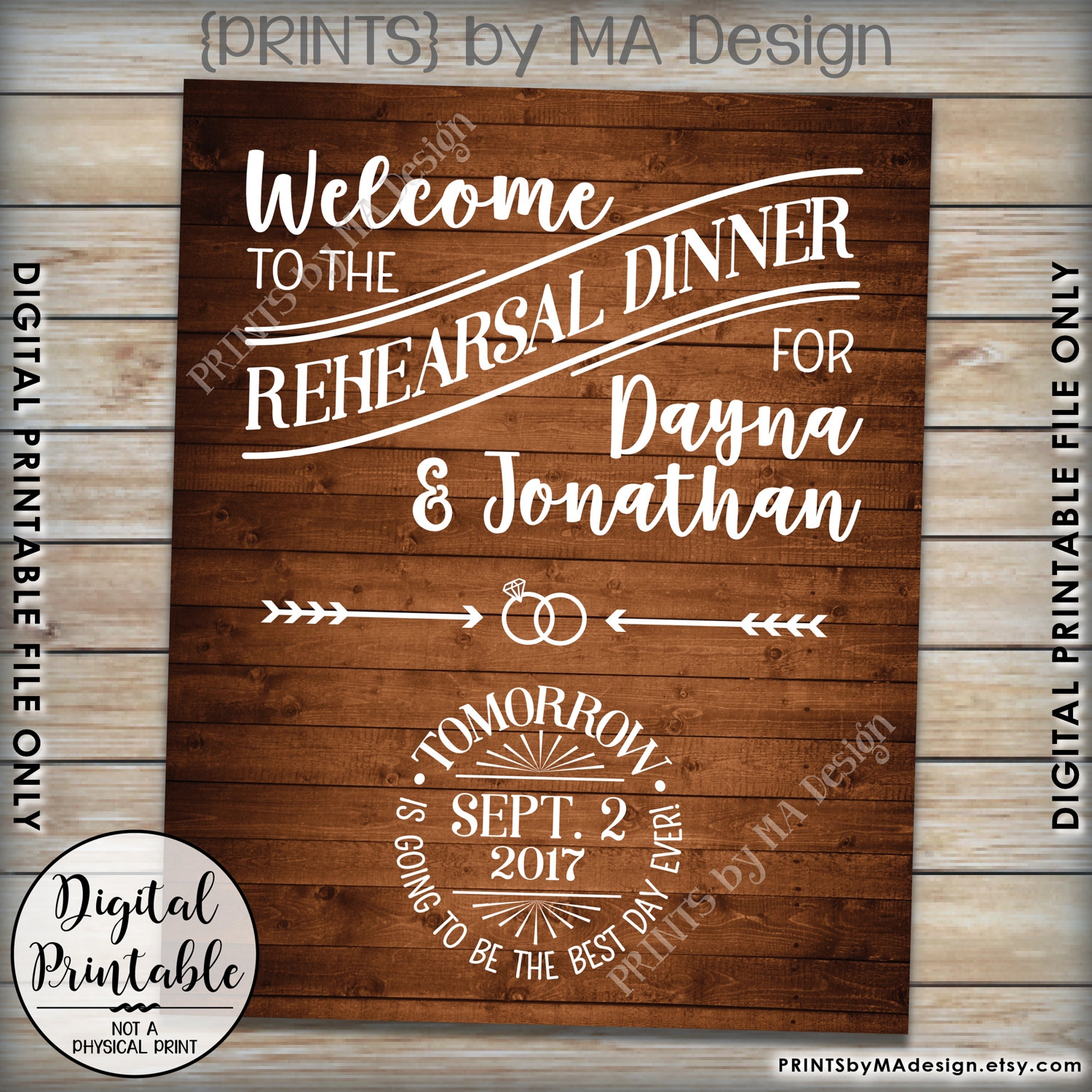 Rehearsal Dinner Sign, Tomorrow is Going to Be The Best Day Ever ...