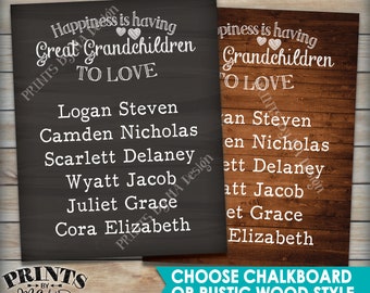 Great Grandchildren Sign with Names, Personalized Grandkids Gift for Grandparents, Grandma, Grandpa, Choose Design PRINTABLE Digital File