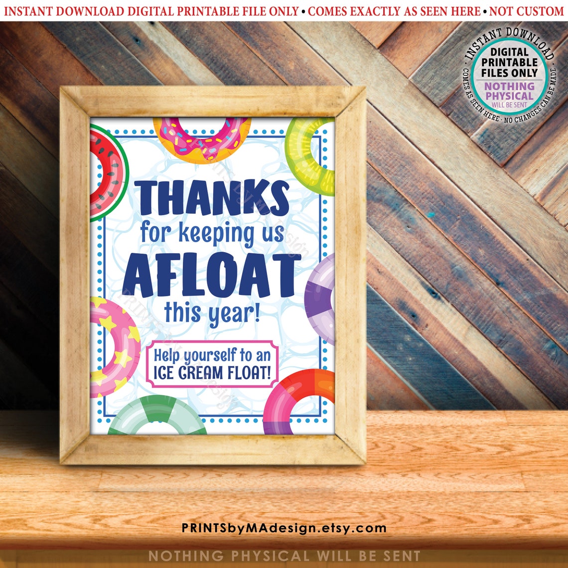 Ice Cream Float Teacher Appreciation Sign, Thank You for Keeping Us ...