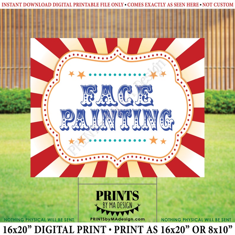Carnival Party Face Painting Sign Circus Activities Birthday - Etsy