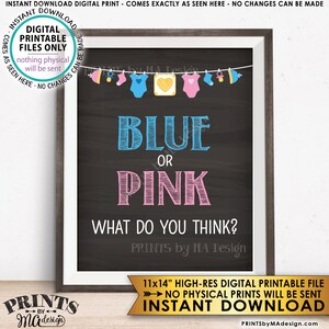 Gender Reveal Sign, Blue or Pink What Do You Think Gender Reveal Party Blue or Pink Sign, PRINTABLE 11x14” Chalkboard Style Instant Download