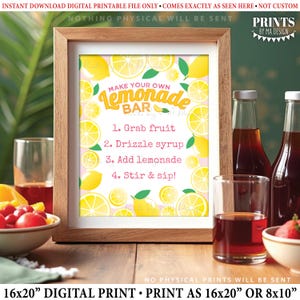Letrero de bar de limonada, decoración para fiesta de graduación, cumpleaños, jubilación, baby shower/despedida de soltera, imprimible digitalmente, 8x10/16x20", rosa <ID>