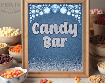 Denim & Diamonds Candy Bar Sign, Birthday Party Decor, Wedding Anniversary, PRINTABLE 8x10” Sweet Treats Sign <ID>