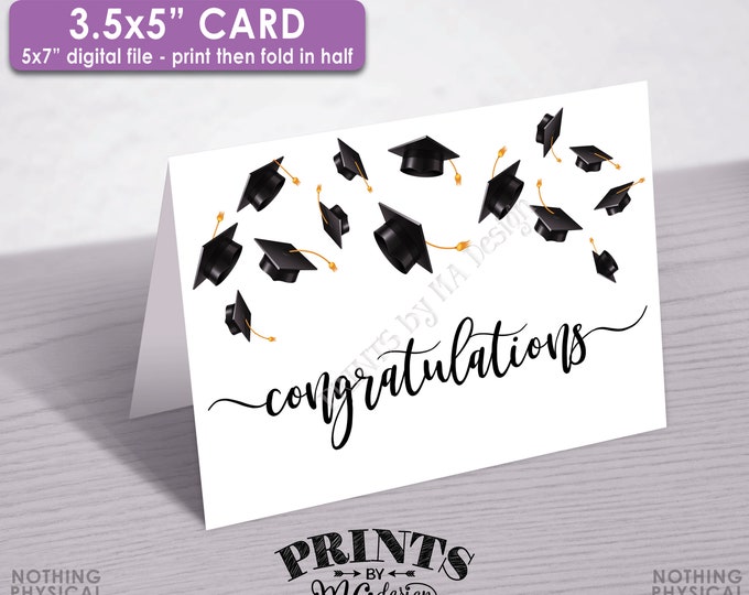 Graduation Card, Congratulations Graduate, Graduation Party Card, DIY Printable 3.5x5” folded Grad Card, 5x7" Digital Printable File <ID>