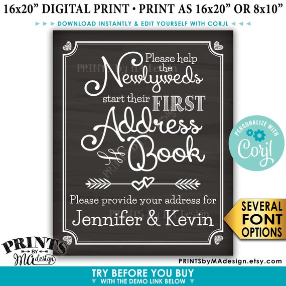 Wedding Address Book Sign Ask Guests for their Address Etsy