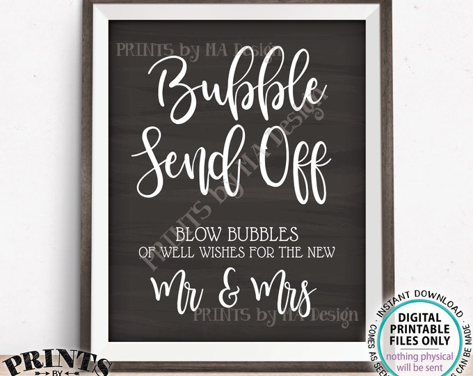 Bubble Send Off Sign, Blow Bubbles of Well Wishes for the New Mr & Mrs, Wedding Send Off, PRINTABLE 8x10/16x20” Chalkboard Style Sign <ID>