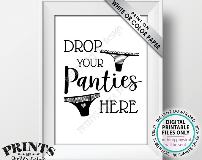 Drop Panties Here Game, Bridal Shower Panty Game, Guess the Panties Bachelorette Party Game Idea, PRINTABLE 5x7" Portrait Sign <ID>