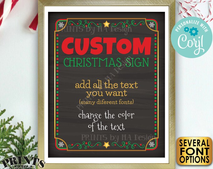 Custom Christmas Sign, Xmas Party, Choose Your Text, One PRINTABLE 8x10/16x20” Portrait Chalkboard Style Sign <Edit Yourself with Corjl>