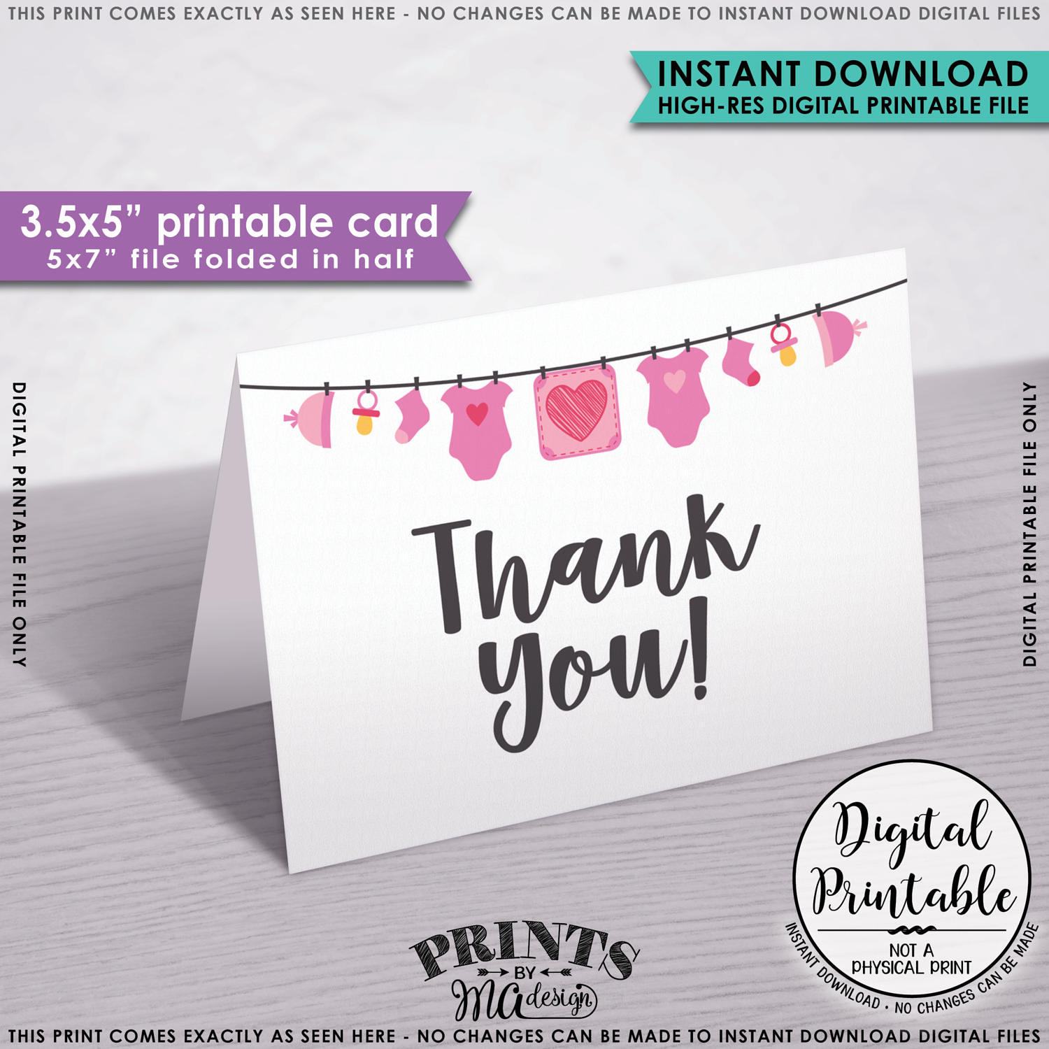 Baby Shower Thank You Cards, Printable Thank Yous, Pink ...