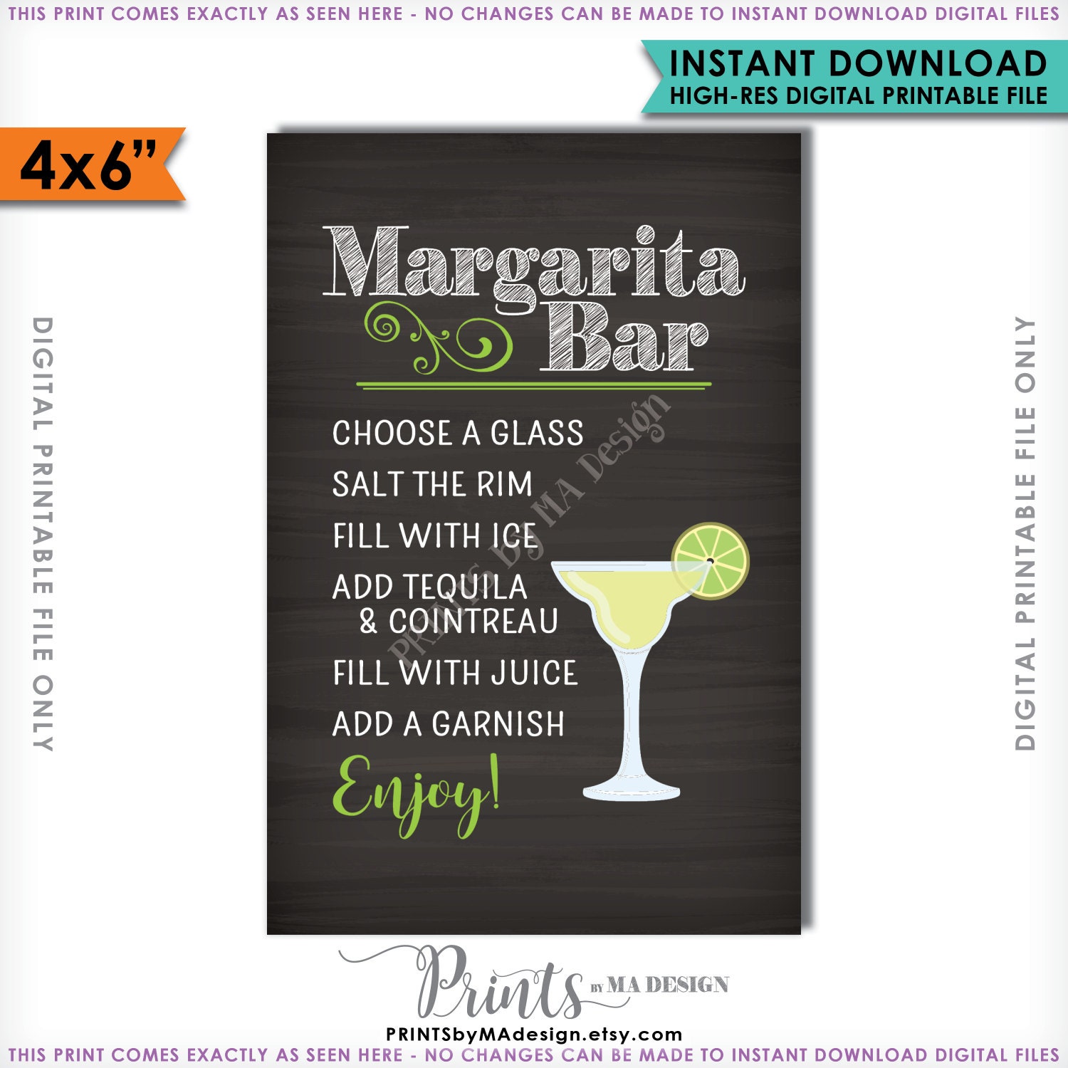Margarita Bar Sign Make your own Margarita Salted Rim Etsy