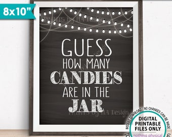 Candy Guessing Game Sign, Guess How Many Candies are in the Jar, Number of Candies, Chalkboard Style PRINTABLE 8x10” Instant Download