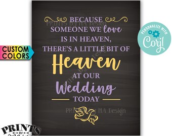 Weil jemand, den wir lieben, im Himmel ist Es gibt ein Stückchen des Himmels bei unserer Hochzeit, PRINTABLE Chalkboard Style 20x10" Schild <Bearbeiten Sie sich mit Corjl>