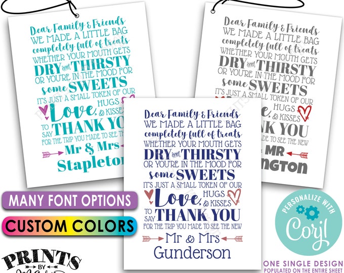 Wedding Tags, Destination Wedding Thank You Welcome Bag, Out of Town Guests, PRINTABLE 8.5x11" Sheet of 4x5" Tags <Edit Yourself with Corjl>