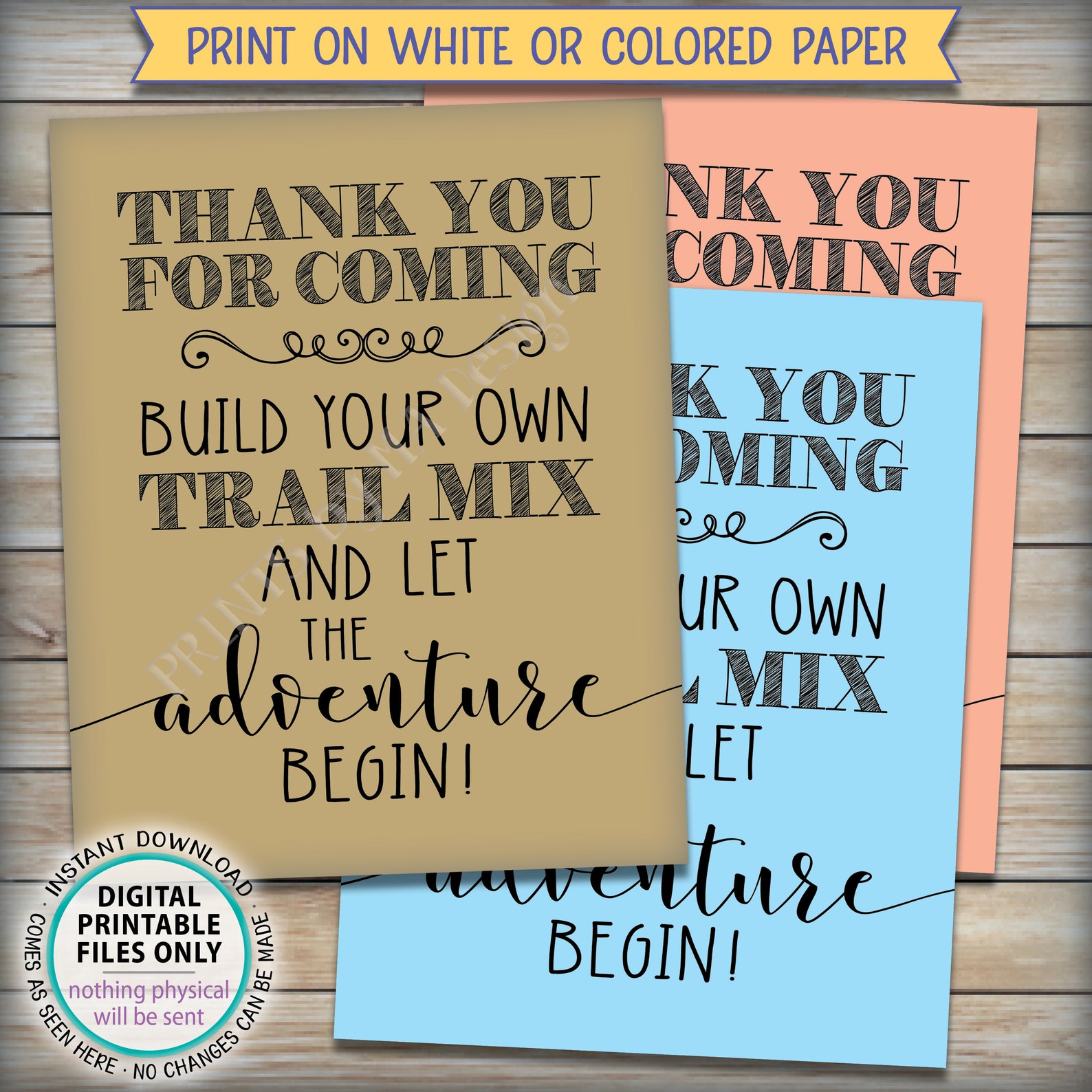 Trail Mix Sign, Thank You for Coming, Build Your Own Trail Mix Bar Sign ...