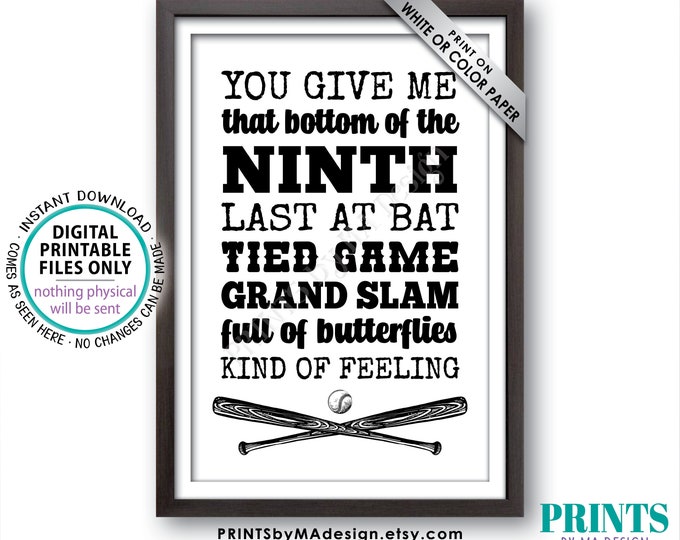 Baseball Wedding Sign, Grand Slam Wedding Reception Decorations, Crossed Baseball Bats, PRINTABLE 24x36” Black & White Sign <ID>