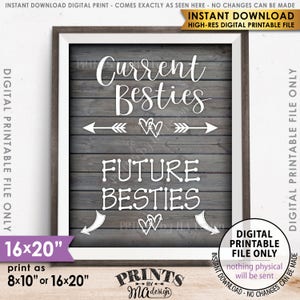 Sinal de gravidez de melhor amigo, anúncio de gravidez de besties atuais, futuros besties, IMPRIMÍVEL 8x10/16x20” Sinal de madeira rústica <ID>