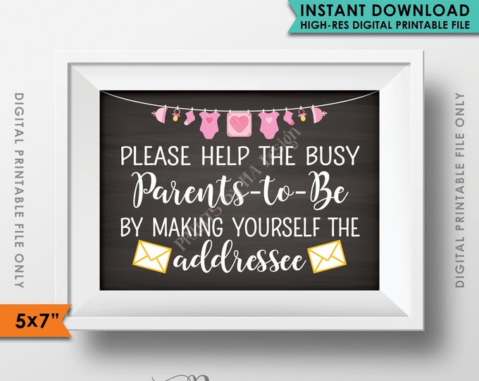 Baby Shower Address Envelope Sign, Help Parents-to-Be Address an envelope Shower Decor, It's a Girl, 5x7" Instant Download Digital Printable