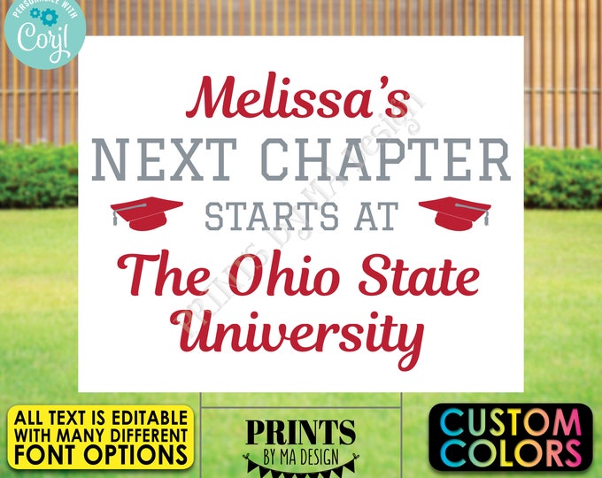 Next Chapter Begins Editable Graduation Party Decoration, High School Grad, Custom PRINTABLE 8x10/16x20” Sign <Edit Yourself w/Corjl>