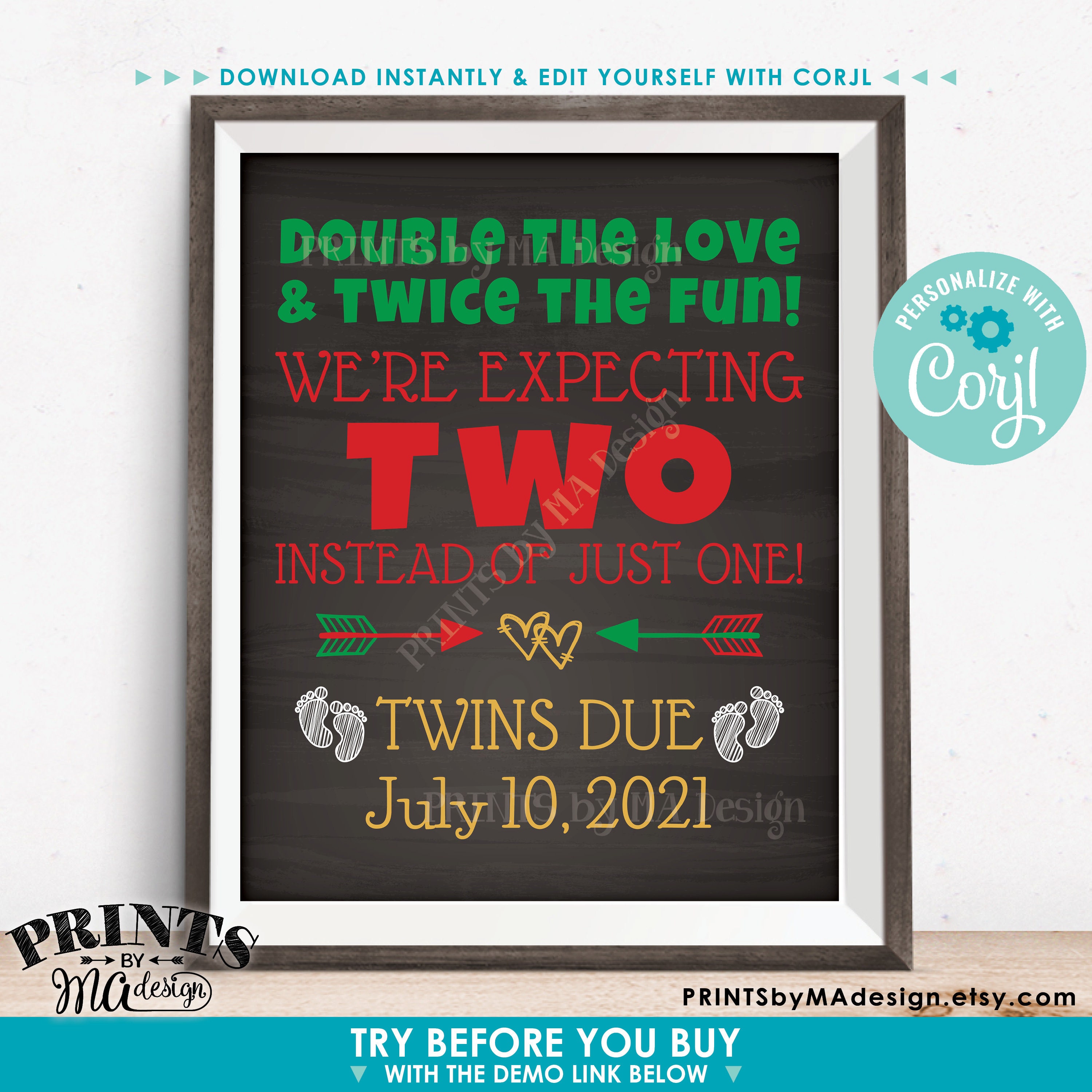 Twins Pregnancy Announcement, Double the Love & Twice the Fun(07)