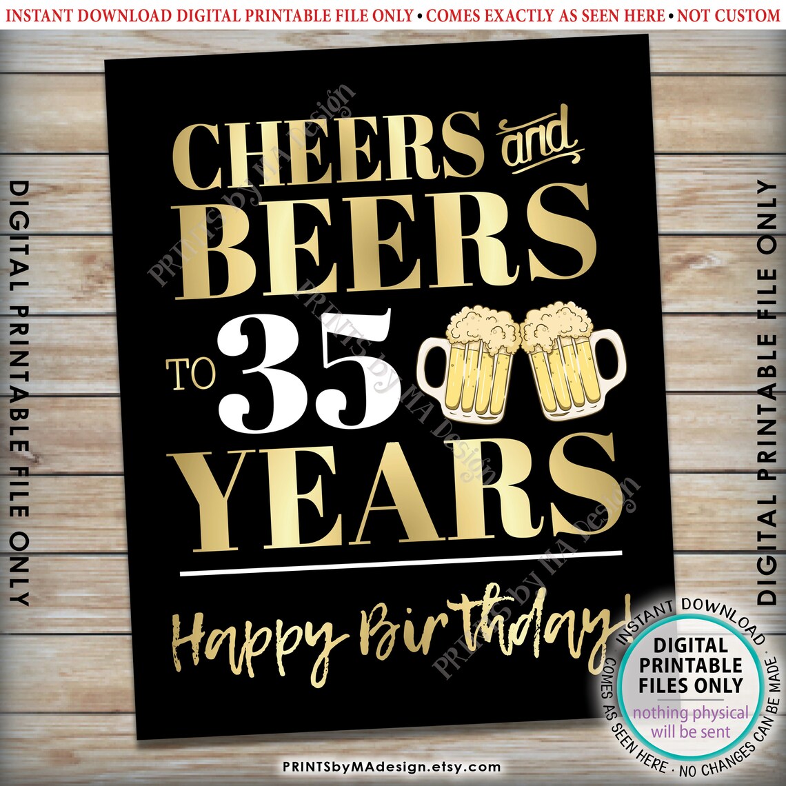 Cheers and Beers to 35 Years, 35th B-day Party Decor, Thirty-fifth ...