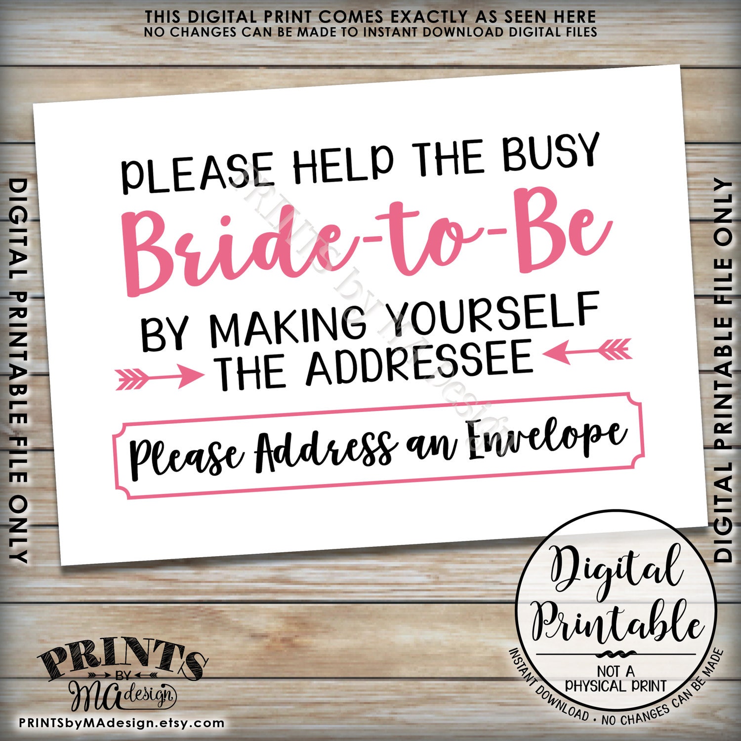 Address Envelope Bridal Shower Sign Addressee Help the Bride by