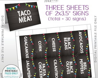 taco bar labels taco bar menu fiesta mini menu taco labels etsy
