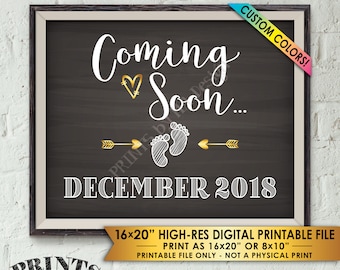 Coming Soon Pregnancy Announcement Sign, Subtle Baby Reveal, We're Expecting, We're Pregnant, PRINTABLE 8x10/16x20” Chalkboard Style Sign