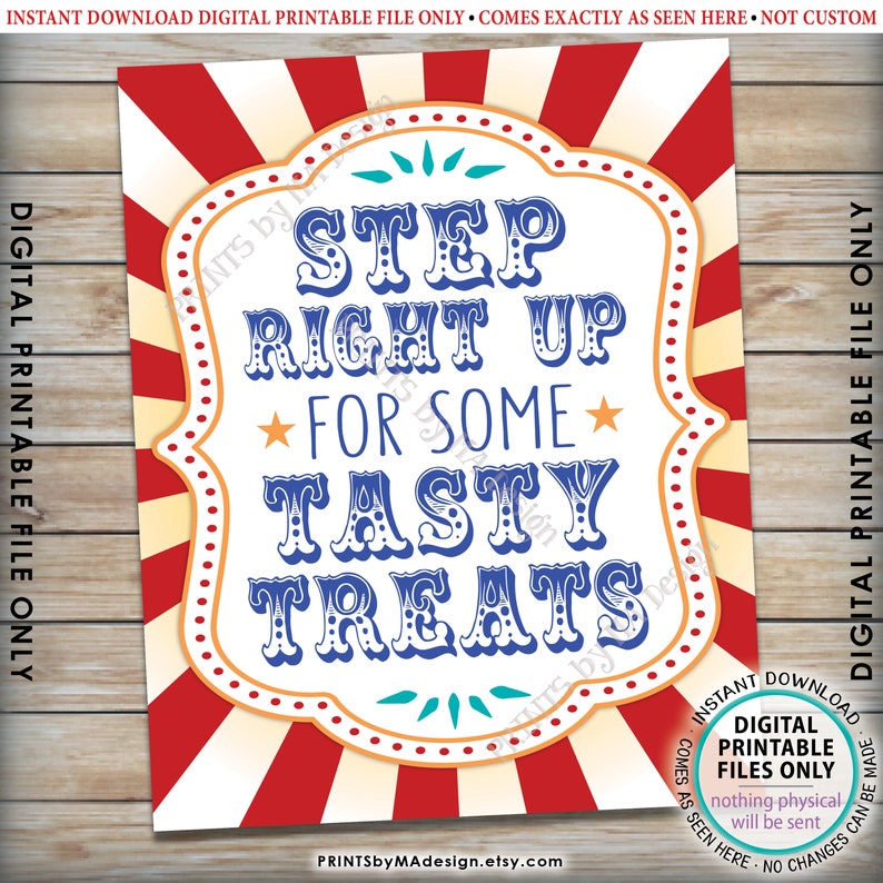 Step Right up for Some Tasty Treats Sign Carnival or Circus - Etsy
