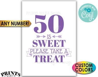 Please Take a Treat Sign, Any Number Birthday Anniversary Retirement, Custom PRINTABLE 5x7" Sweet Treat Sign <Edit Yourself w/Corjl>