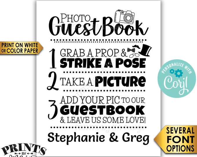 Wedding Photo Guestbook Sign, Add your photo & Leave Us Some Love, PRINTABLE Black and White 8x10"/16x20" Sign <Edit Yourself with Corjl>