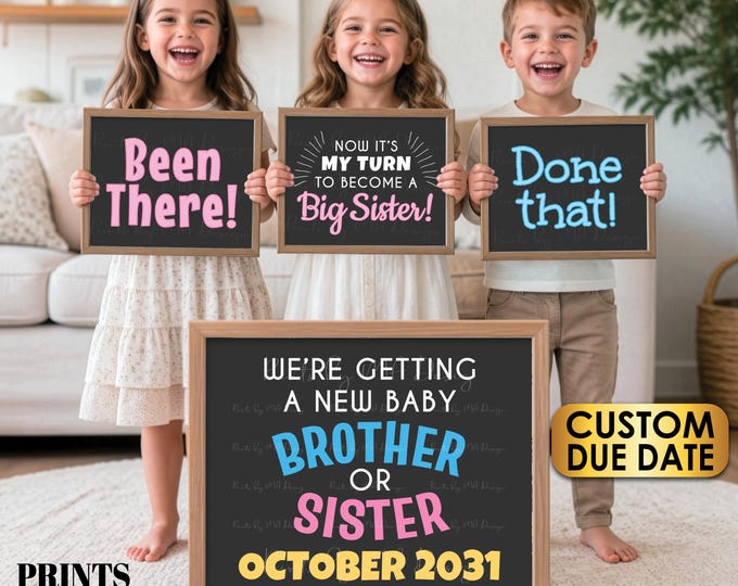 4th Child Pregnancy Announcement Signs, Been There Done That Now It's My Turn, PRINTABLE 8x10/16x20” Baby Reveal Photo Props