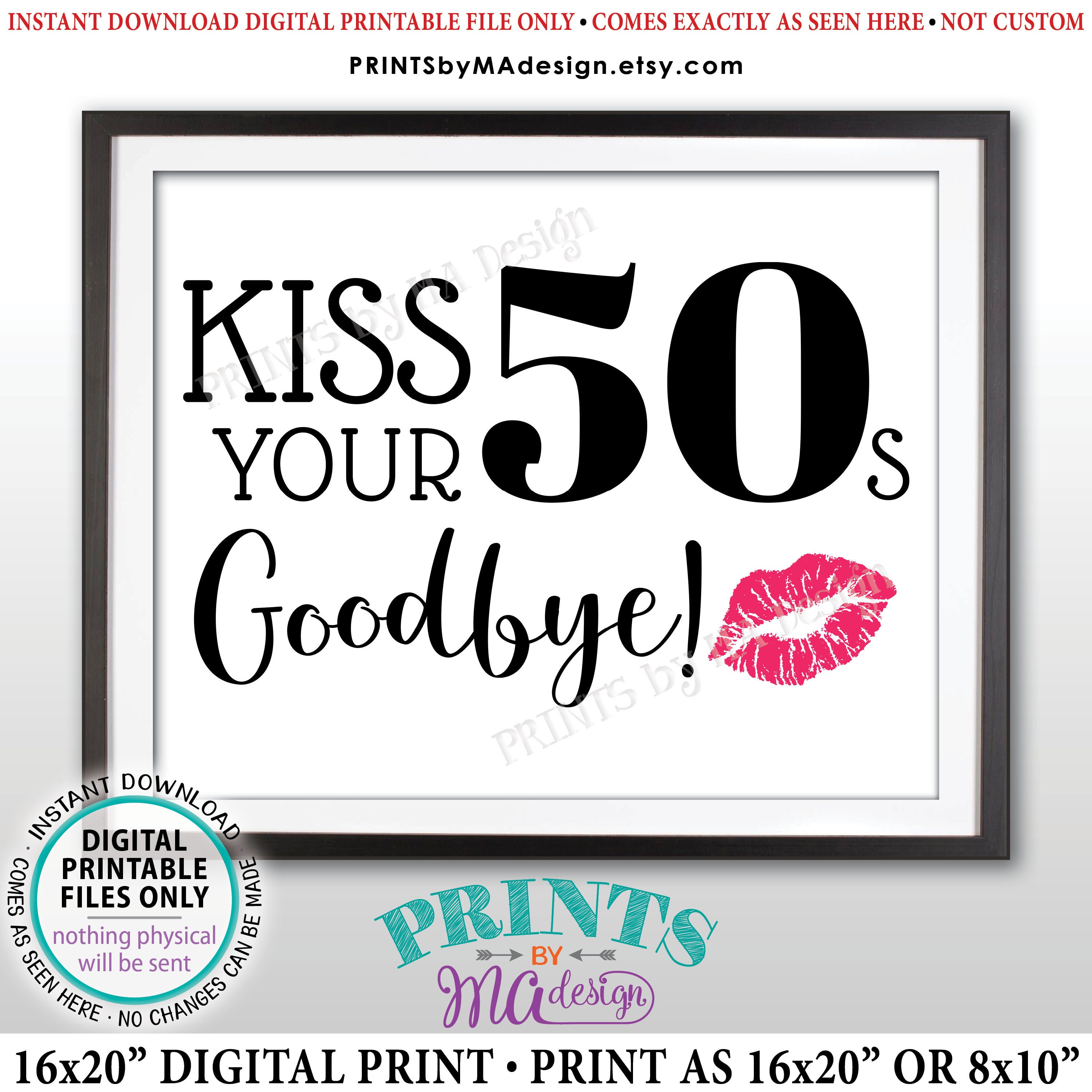 60th Birthday Sign Kiss Your 50s Goodbye Funny 60th Candy Bar Sign 