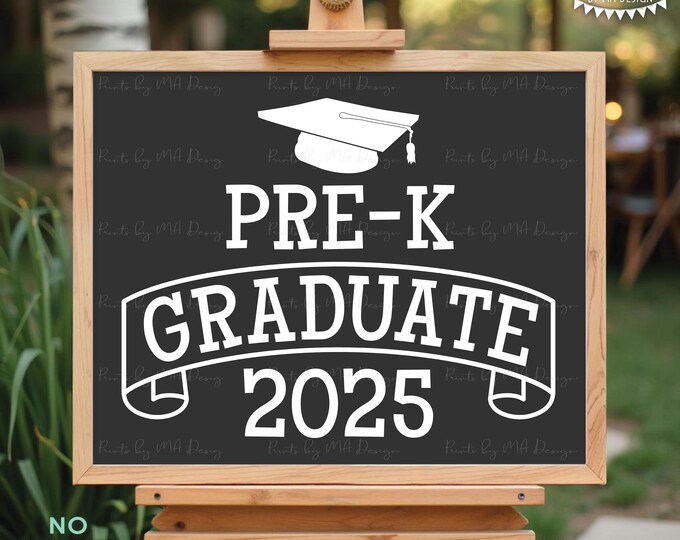 Pre-K Graduate Sign, Class of 2025, Preschool Graduation, PRINTABLE Dark Gray 8x10/16x20” 2025 Grad Sign Instant Download <ID>
