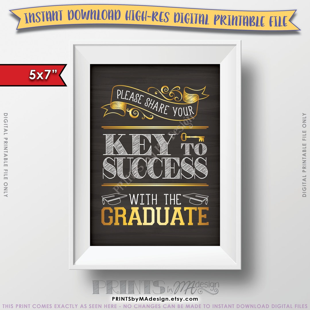 Please Share Your Key to Success With the Graduate, Advice for Grad, Graduation Party Sign, 5x7 ...