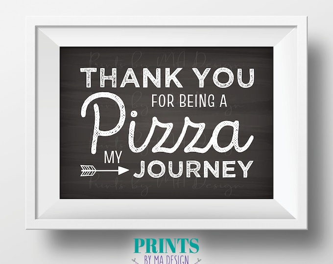 Pizza Sign, Thank You for being a Pizza my Journey, PRINTABLE 5x7” Chalkboard Style Pizza Party Sign, Graduation, Retirement, Adventure <ID>