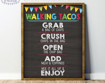 Walking Tacos Sign, Cinco de Mayo Fiesta Taco Bar, Sweet Sixteen Birthday, Graduation, PRINTABLE 8x10/16x20” Chalkboard Style Sign &lt;ID&gt;