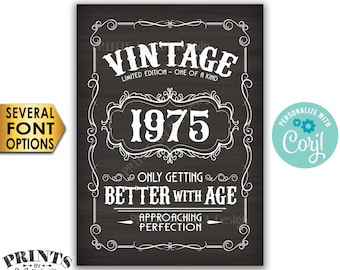 Vintage Birthday Sign, Better with Age Liquor Themed Party, Custom Year, PRINTABLE 5x7” Chalkboard Style Sign <Edit Yourself with Corjl>