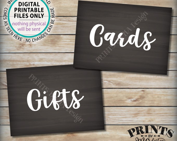 Cards & Gifts Signs, Gift Table, Birthday, Graduation Party, Bridal or Baby Shower, Wedding, Two PRINTABLE 5x7” Chalkboard Style Signs <ID>