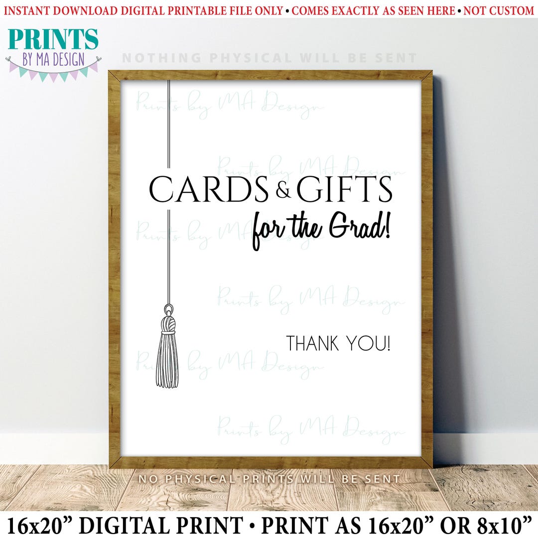 Cards & Gifts Sign, Grad Party Gift Table Decoration, Gifts and Cards ...