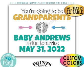 Grandparents Pregnancy Announcement, You're Going to be a Grandpa or Grandma, Custom PRINTABLE 8.5x11" Sign <Edit Yourself with Corjl>
