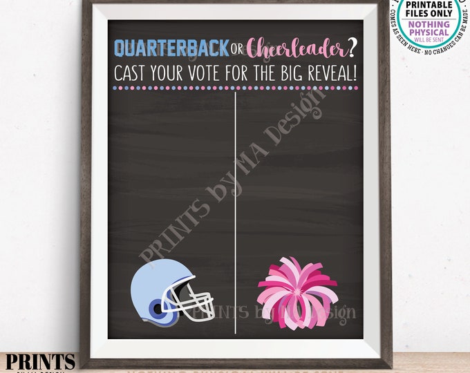 Gender Reveal Party Voting Sign, Quarterback or Cheerleader Voting Scoreboard, Football, PRINTABLE 8x10/16x20” Chalkboard Style Sign <ID>