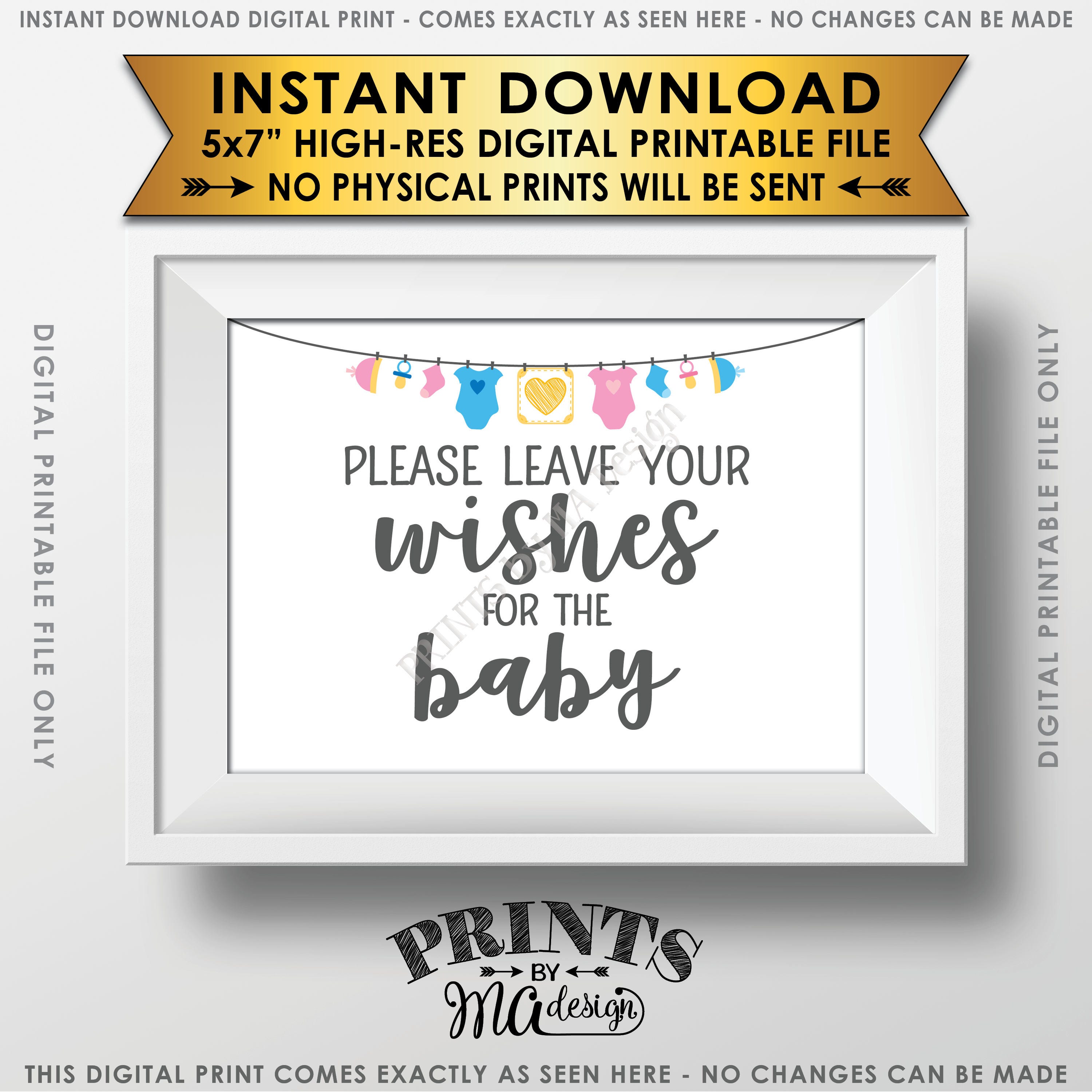 Wishes for Baby Sign, Please Leave your Wishes for the Baby Shower Sign