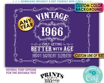 Vintage Birthday Sign, Better with Age Liquor Themed Party, Custom PRINTABLE 24x36” Sign, Any Color Background <Edit Yourself w/Corjl>