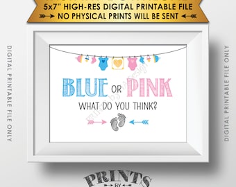 Gender Reveal Sign, Blue or Pink What Do You Think Gender Reveal Party, Blue or Pink Sign, Boy or Girl, 5x7” Printable Instant Download