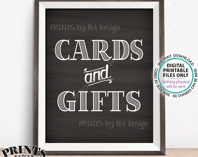 Cards and Gifts Sign, PRINTABLE 8x10” Chalkboard Style Gift Table Sign, Portrait <ID>